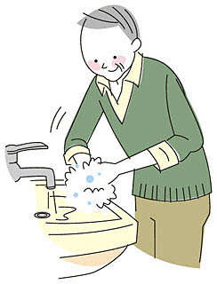 手洗いする男性