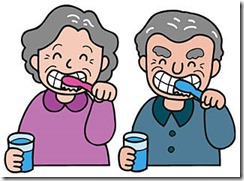 歯磨きする高齢者
